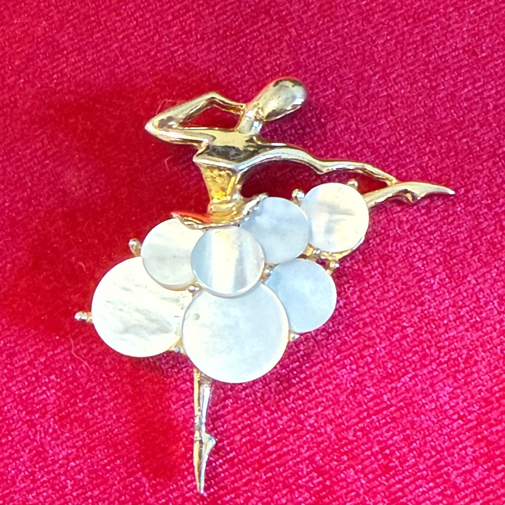 Elegant Gold and Silver Ballerina Brooch